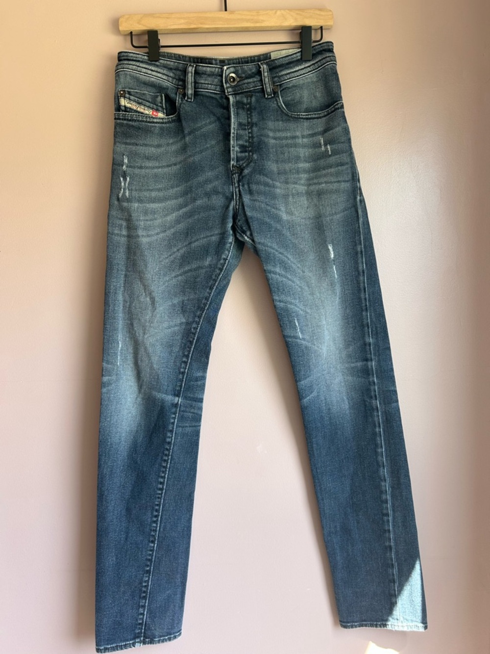 Diesel Buster Jeans Light Wash Distressed Slim Tapered Denim Y2K Size 28